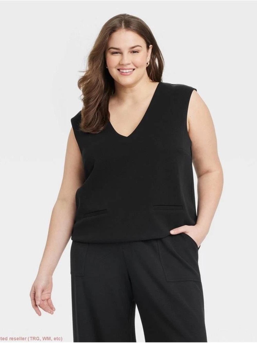 a new day Black Sleeveless V-Neck Shell Top